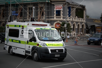 An ambulance unit in the February 2011 Christchurch earthquake  