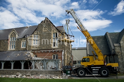 A heritage listed building within the Christs College campus, showing the results of the Christchurch 2011 earthquakes. 