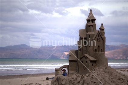 New Brighton beach sand castle competition entrant.