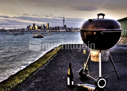 Morning after the party, with Acukland city in the background, New Zealand