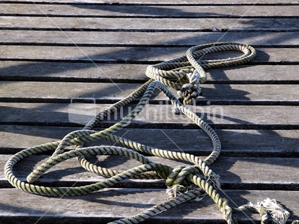 Discarded rope. Fishing jetty at Riverton, New Zealand. 