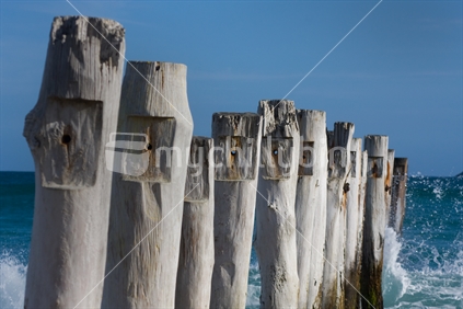 Old piers at St Clair Beach, Dunedin