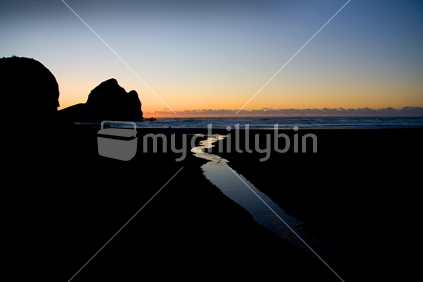 Camel Rock, Piha at Sunset