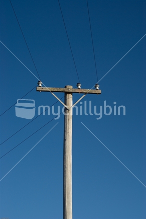 Wooden power pole