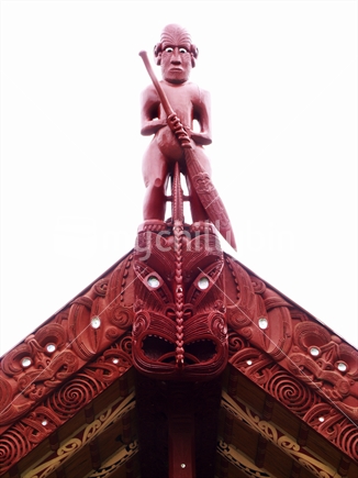 Close up of wooden carving from Waitangi Treaty Grounds