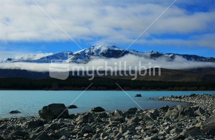 View of Southern Alps from the shore of Lake Tekapo, New Zealand