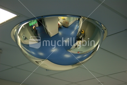 Mirror dome on a ceiling