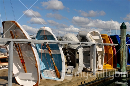 Dinghies stored at Westhaven Marina