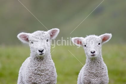 Two lambs looking