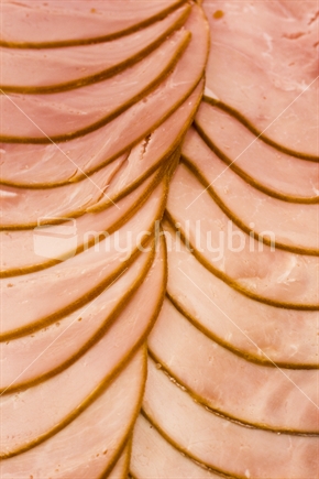 Close up of sliced ham.