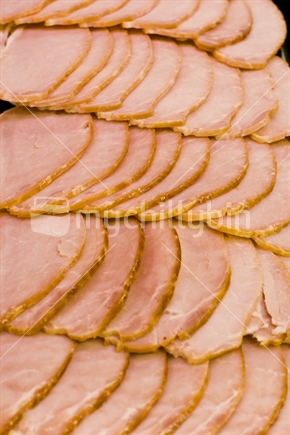 Close up of sliced ham.