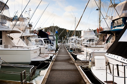 Recreational fishing boats at Whitianga marina, Coromandel, New Zealand.