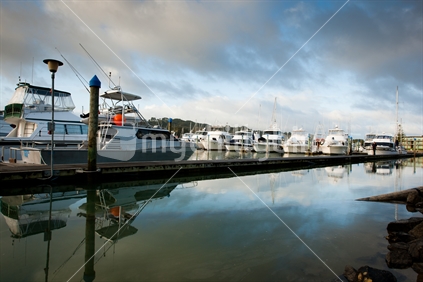 Fishing boats moored at Whitianga Marina, Coromandel, New Zealand.