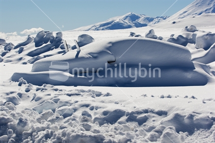 A car covered in snow and ice, Mt Ruapehu
