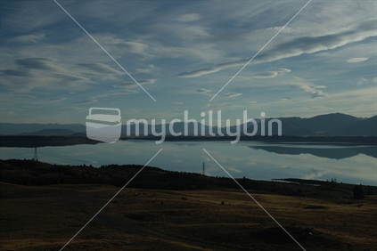 Perfectly still evening on Lake Pukaki in the high country