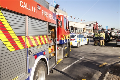 Fire service and police attend accident,Christchurch.
