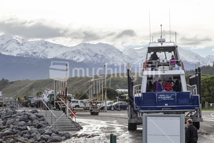 Tourism boat being towed onshore,kaikoura.