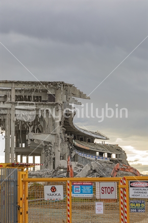 Demolition of the West Stand AMI Stadium July 2019.