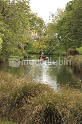 Punting on the Avon river, Christchurch, New Zealand