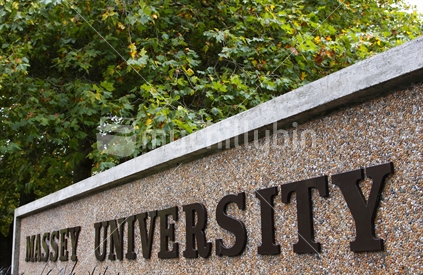 Massey University sign at the entrance drive, New Zealand