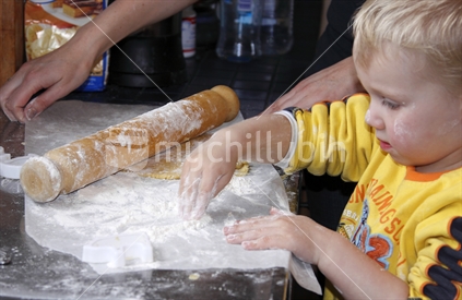 Child helping with the baking