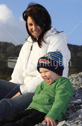 Mother and son spending time together