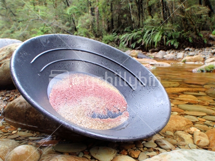 Gold panning on the West Coast of the South Island, New Zealand