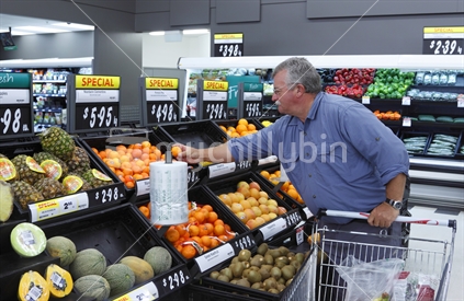 Supermarket shopping for fruit and vegetables 