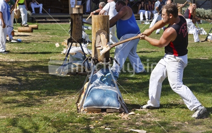 The sport of woodchopping (lefthanded). 5.