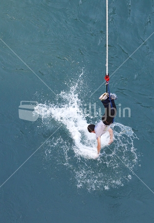 New Zealand bungy jumping - water dunk.
