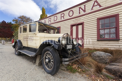 Cardrona Historic Township, South Island, New Zealand.
Old vintage car beside the Cardrona Hotel.