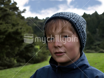 Boy in warm woolly hat
