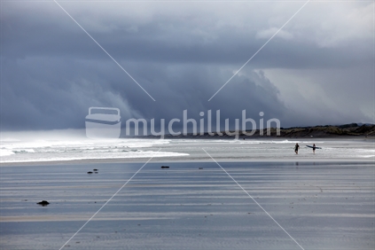 Storm surf at Muriwai, New Zealand