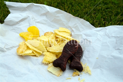 Chocolate Fish & Chips with Candy Lemon Wedge
