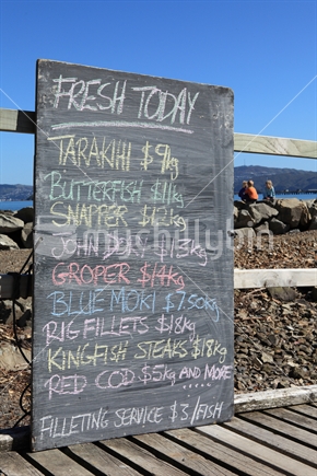 Fishmonger price blackboard
