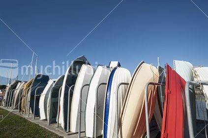 The dinghy rack at Napier' waterfront.