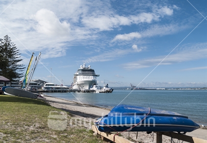 Cruise Ship berthed at Mount Maunganui, during the 2013/2014 cruise season, Bay of Plenty, New Zealand.