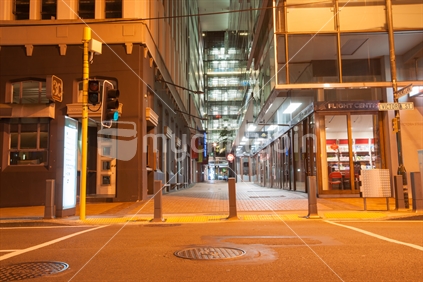 Chews Lane between Victoria and Willis Streets city lane lights and scenes in middle of city Wellington New Zealand in February 2016