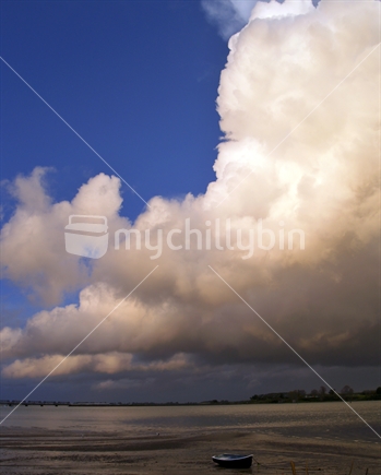 Clearing sky, cloudscape over Tauranga Harbour
