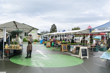 GOLDEN BAY, NEW ZEALAND - OCTOBER 5 2018 Saturday village markets with local and organic produce, crafts alocals meeting and buying.