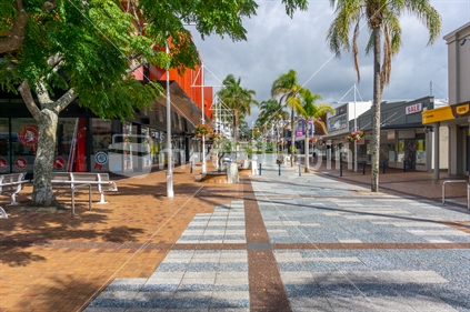 Tauranga New Zealand - March 27 2020; Empty city square leaves an eerie feeling.