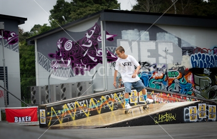 Tauranga New Zealand - April 1 2023; Skateboarding and street art and Memorial Park.