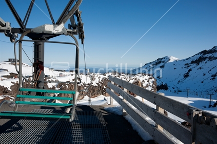 Chairlift on Mount Ruapehu, Whakapapa, above the Happy Valley ski field.
