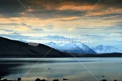 View of Southern Alps overlooking Lake Tekapo, New Zealand
