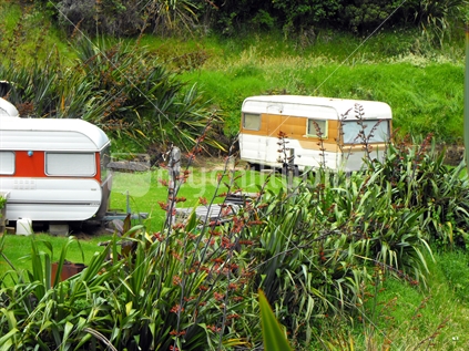 Caravans at a New Zealand beach