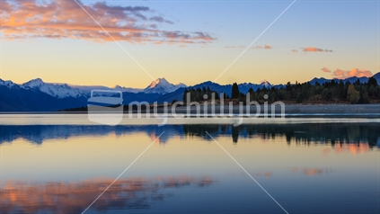 Reflections of Mt Cook in Lake Pukaki.