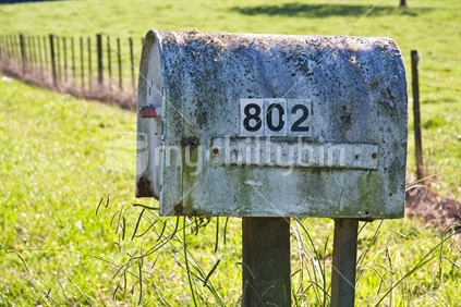 Old mailbox on a country road, New Zealand