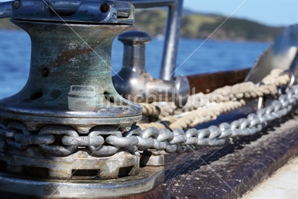 An old winch on a yacht