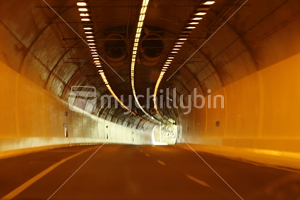 Driving through Orewa tunnel bypass, North Island.

