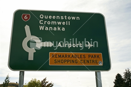 Directional sign at intersection, Queenstown.